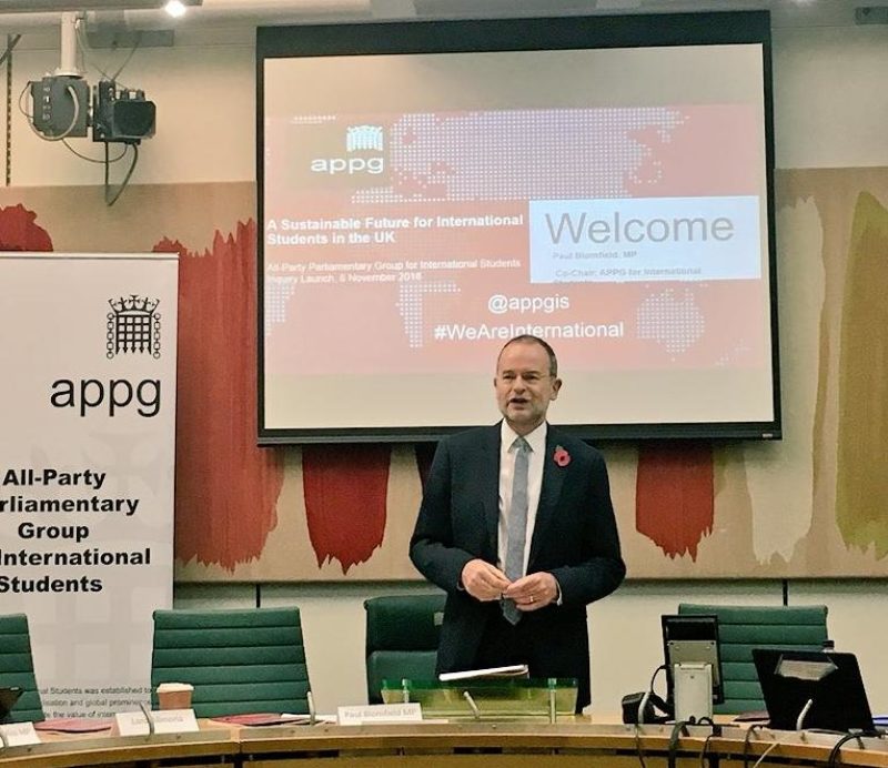 Paul Blomfield MP speaking at the APPG for for International Students report launch