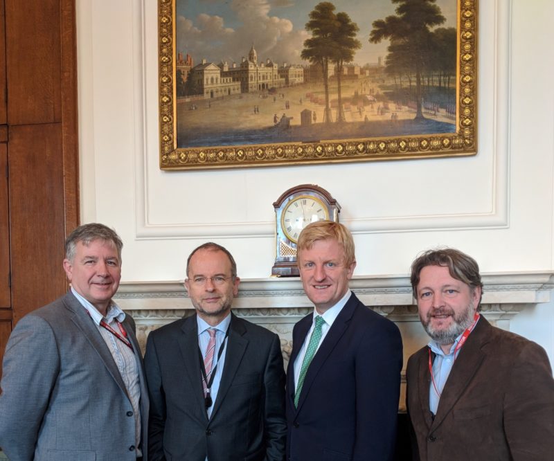 Tim Renshaw, Paul Blomfield MP, Oliver Dowden MP, and Ben Keegan