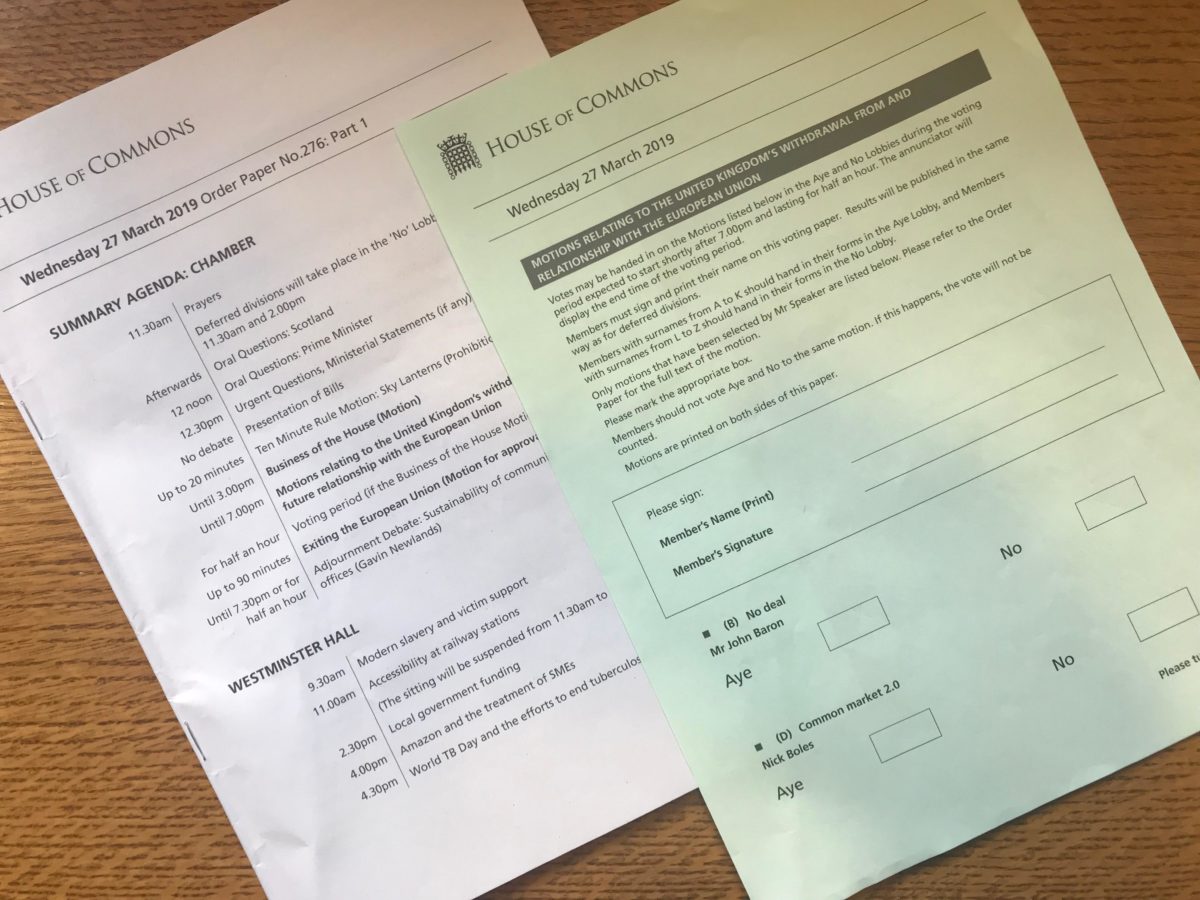 Order Paper and Indicative Voting Slip